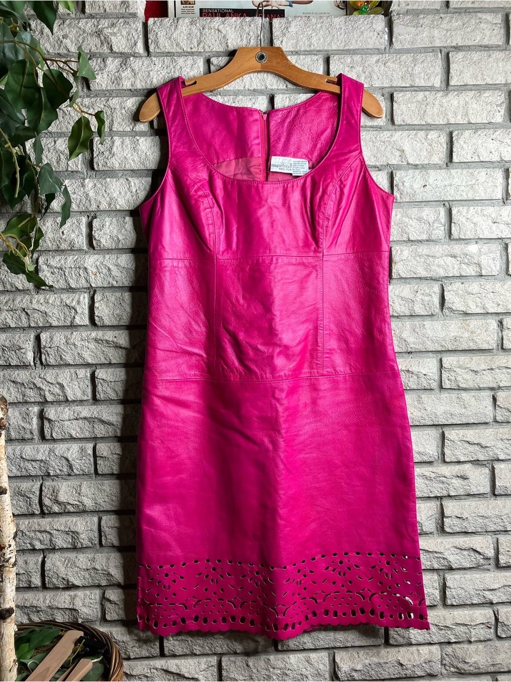 Vintage 100% Leather Pink Dress